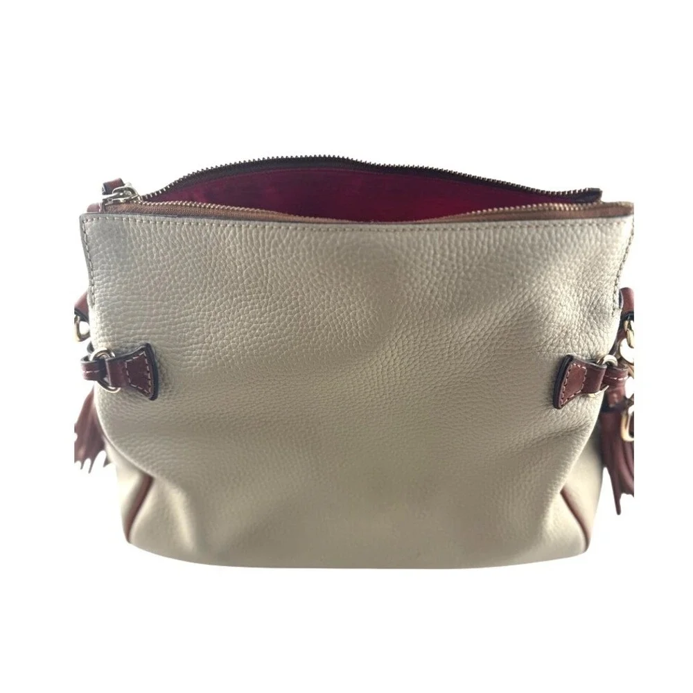 Dooney & Bourke Cream Leather Hobo with Brown Trim